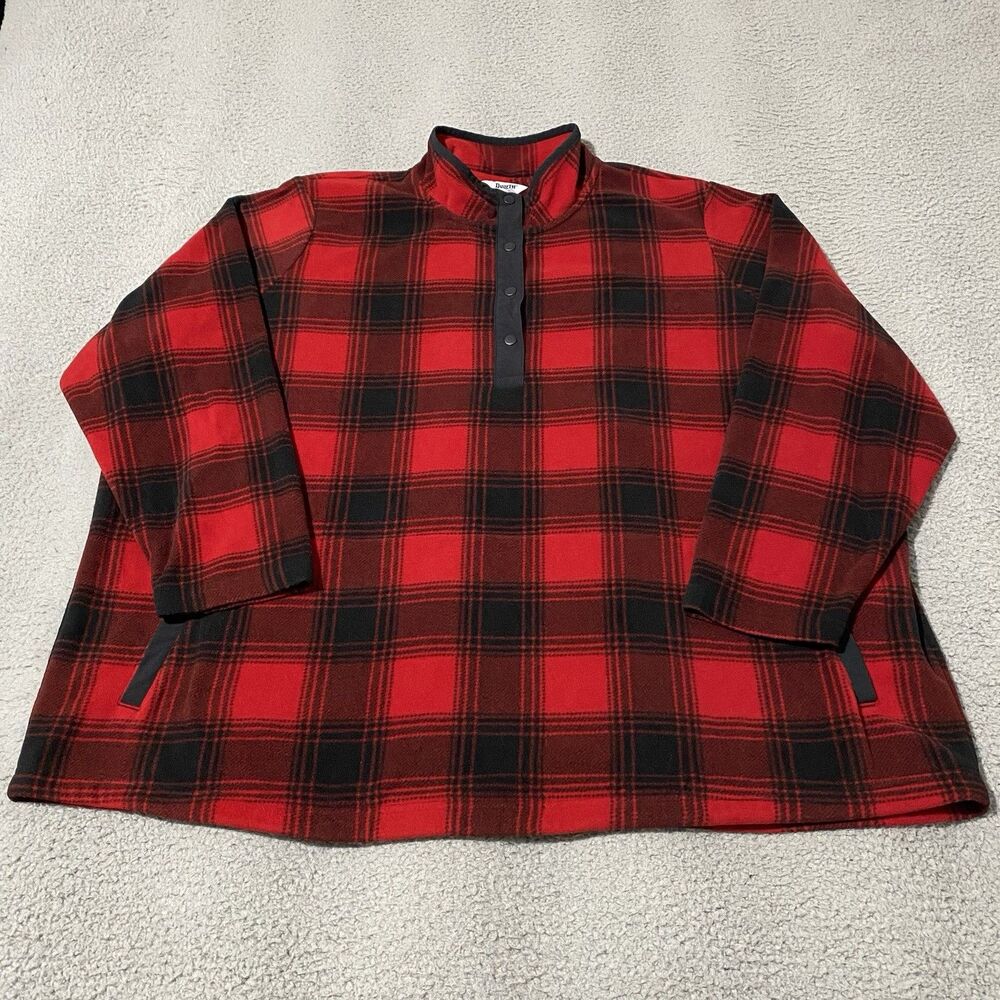 Duluth Trading Pullover Womens 3X Red Plaid Fleece 1/4 Snap Sweater Sweatshirt